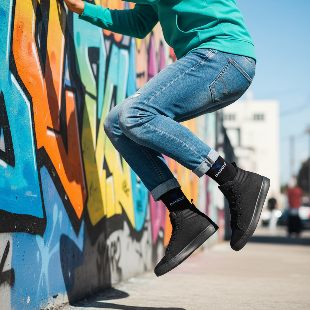 Black blue logo Daugle socks urban lifestyle