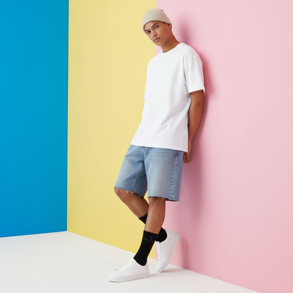 Black Daugle socks purple logo casual lifestyle