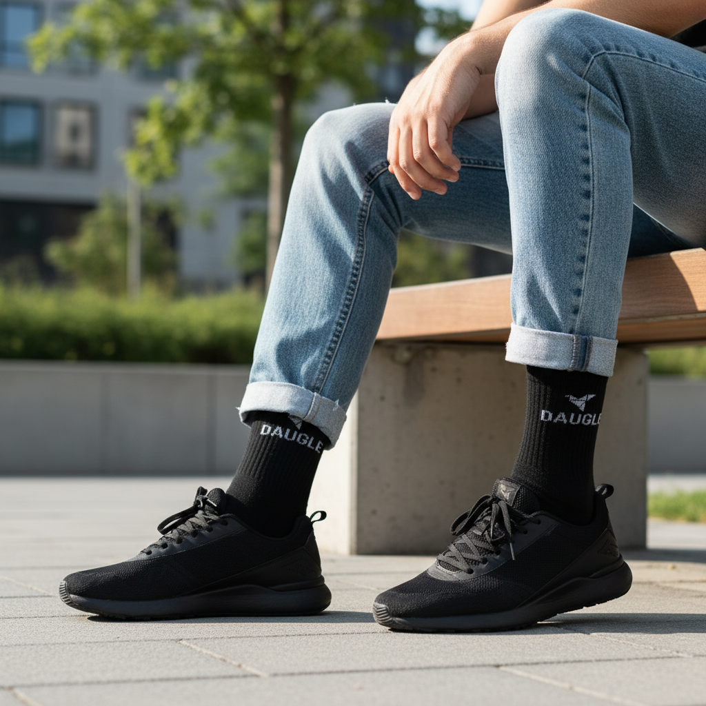 Black Daugle sports socks casual wear