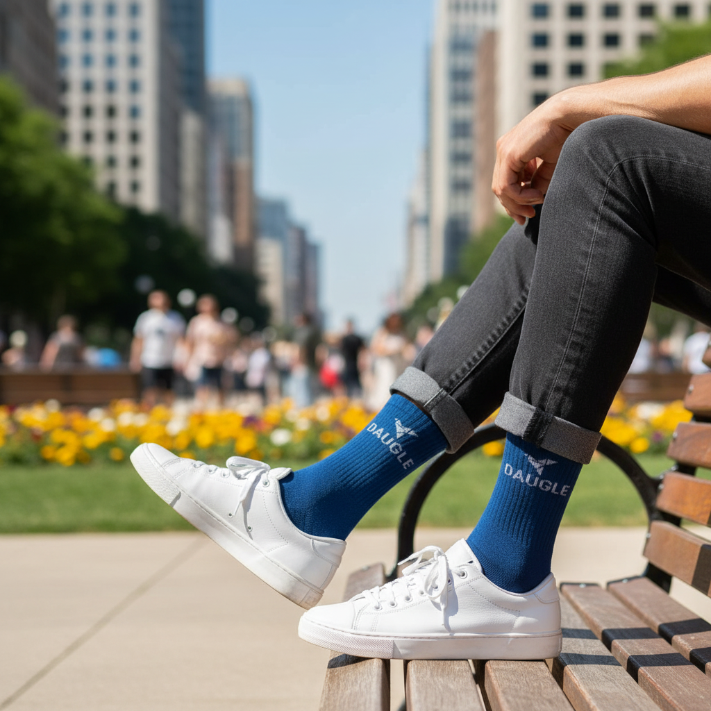 Blue Daugle socks elegant lifestyle commercial quality