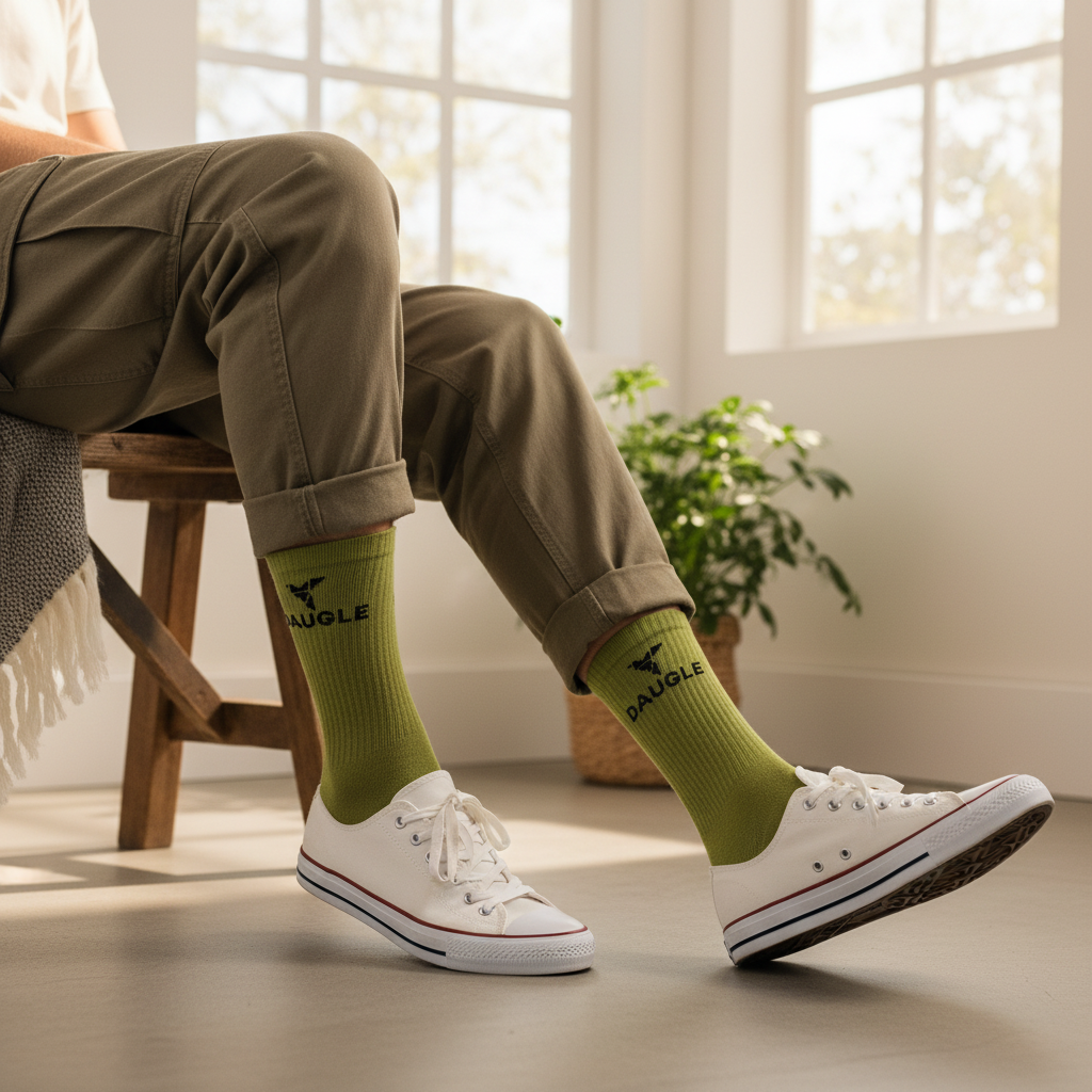 Daugle olive socks casual sitting