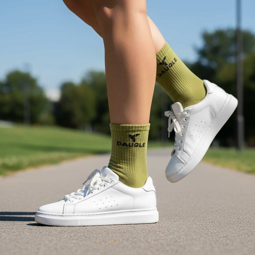 Daugle olive socks outdoor walk
